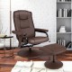Brown 360° swivel massage recliner chair with ottoman, showcasing a side view and soft PU leather for enhanced comfort.